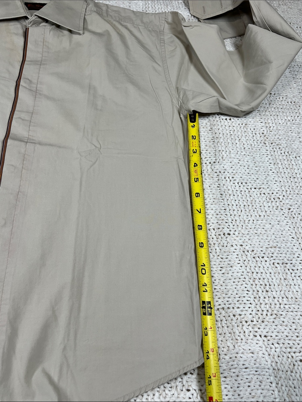 Ben Sherman Beige Lightweight Button Down Shirt with Dark Trim - Picture 9 of 11